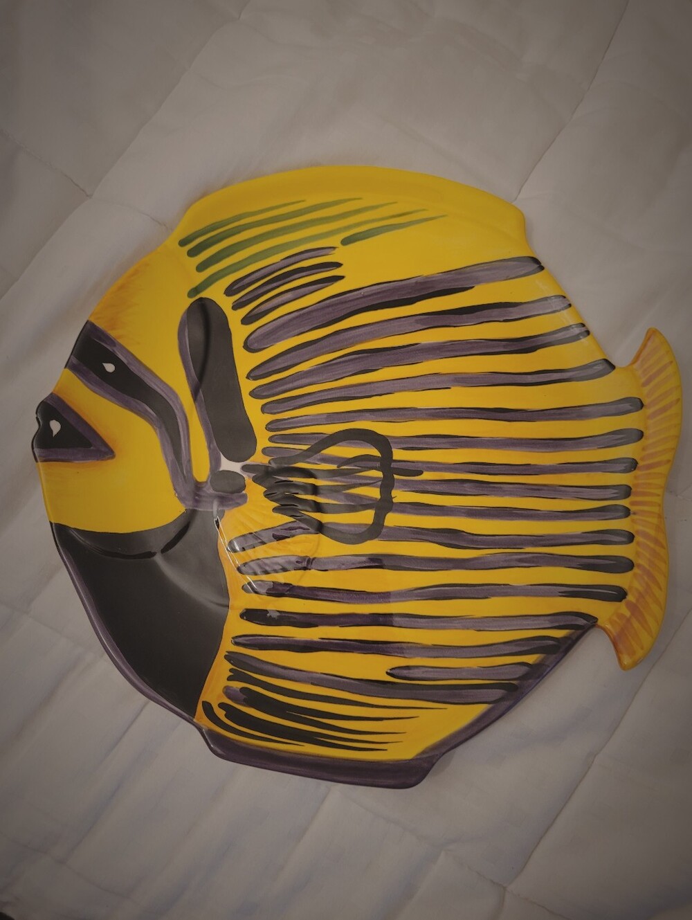 Coral Fish Plate By STUDIO NOVA  Vintage Discontinued Yellow Black And Green 10"